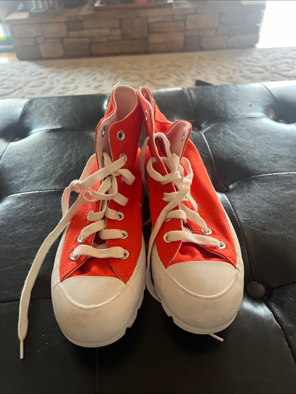 Converse Womens High-Top Sneakers in Bright Red and White